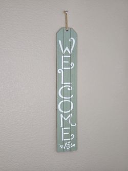 Rustic Green Wooden Welcome Porch Sign Fall Spring Easter Décor
