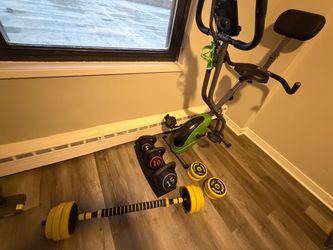 Home Gym Bundle – Folding Exercise Bike + Kettlebells + Adjustable Dumbbell/Barbell Set – $150