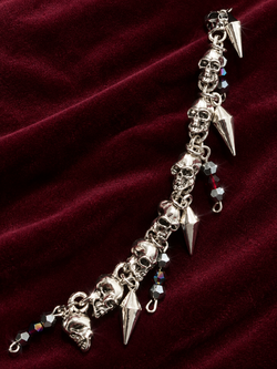 One-of-a-Kind Stainless Steel Skull Spike Bracelet