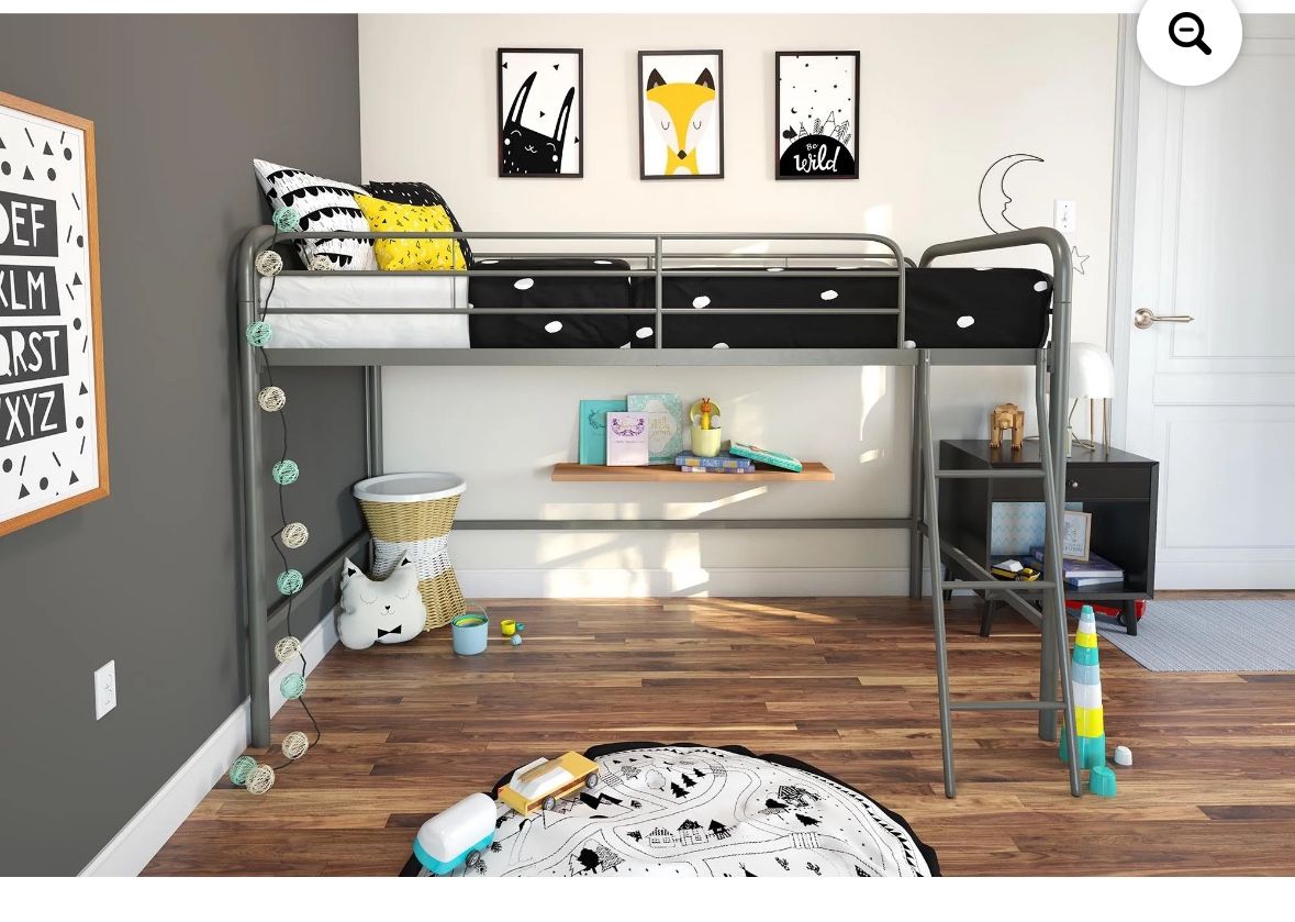 DHP Jett Junior Twin Metal Loft Bed, Silver