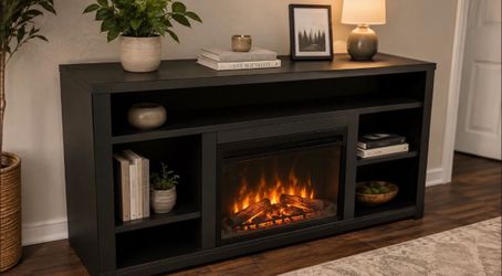 Black Electric Fireplace TV Stand