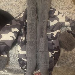 camo furry jacket