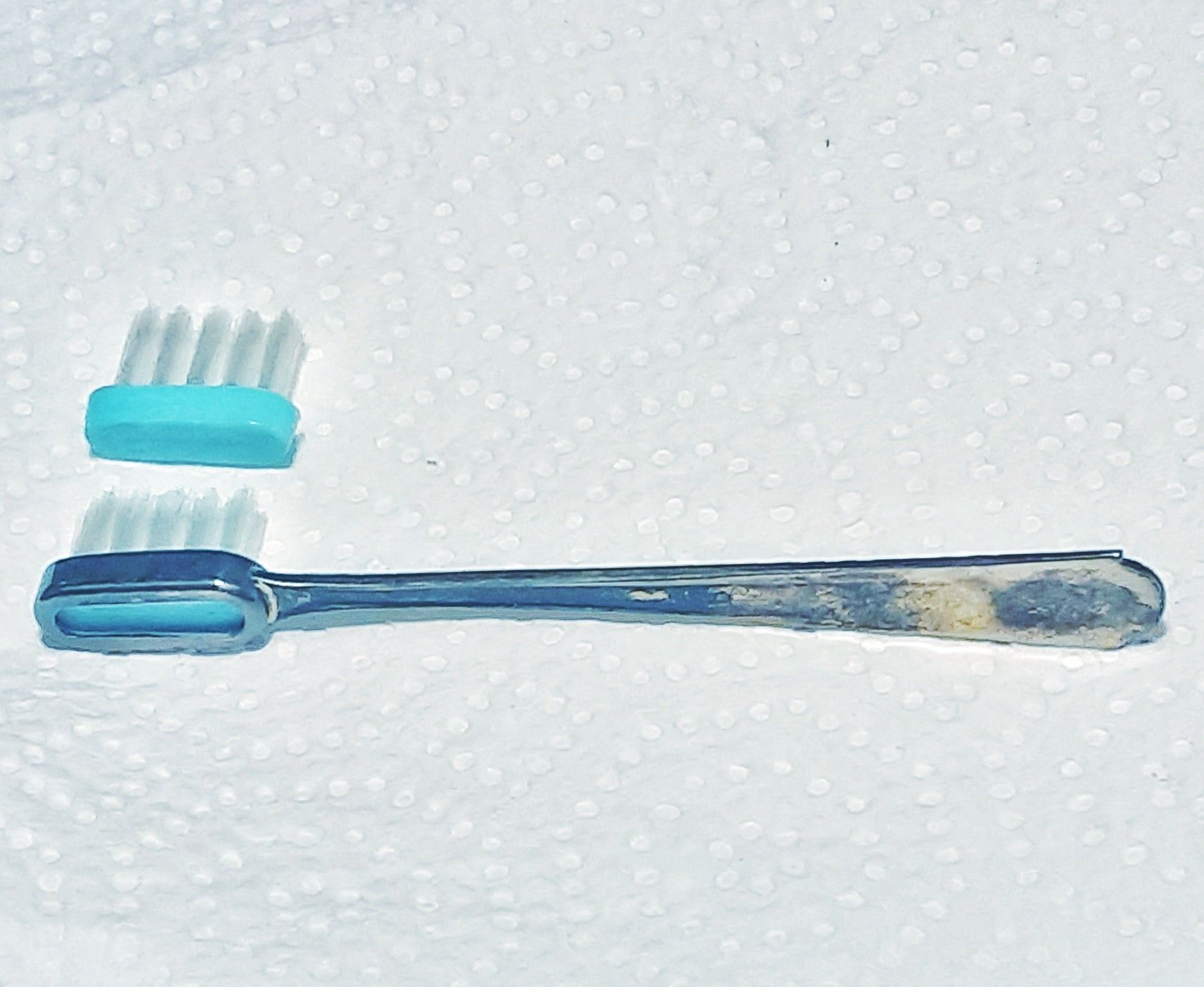 Vintage antique sterling silver TOOTHBRUSH with two brush inserts UNUSED MIB in box !