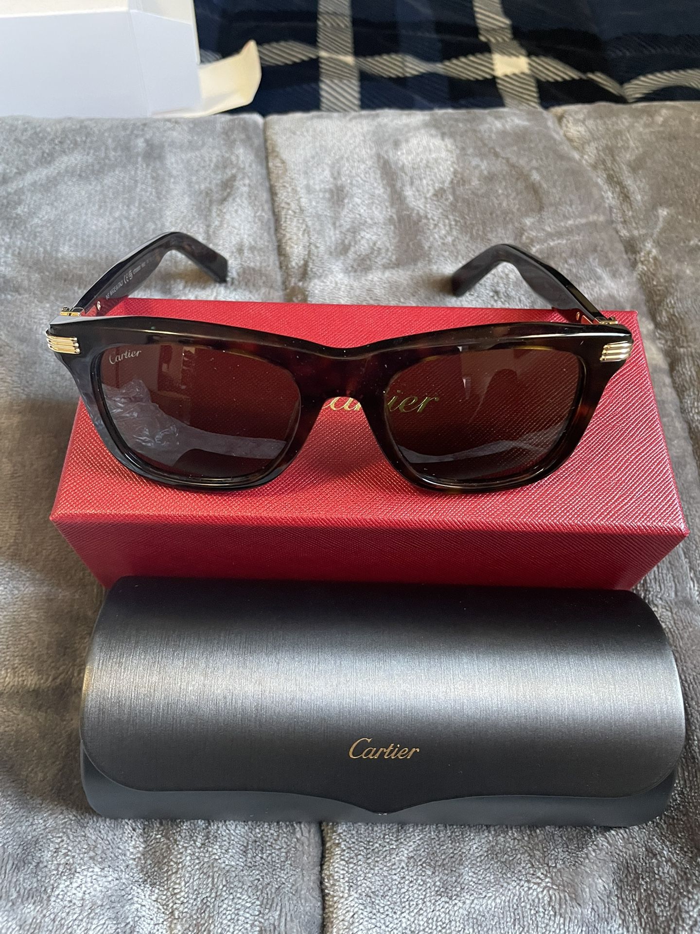 Cartier Premiere De 53MM Square Acetate Sunglasses Tortoise/Brown