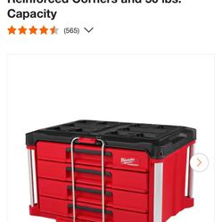 Milwaukee PACKOUT 22 in. Modular 4-Drawer Tool Box with Metal Reinforced Corners and 50 lbs. Capacity
