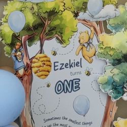 Winnie The Pooh 1st birthday Backdrop 