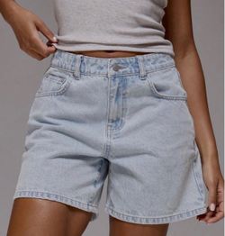Light blue denim shorts with a relaxed fit