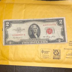 2 Dollar Bill From 1953 RED SEAL