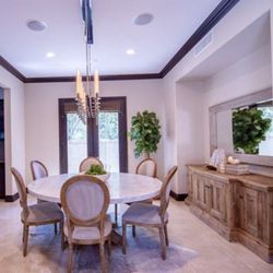 Restoration Hardware RH Carrera Marble Dining Table 72 Inch With 6 Matching Chairs