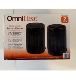 2 PACK - Omni Heat 1500 W Digital Ceramic Personal Desktop Space Heater Open Box