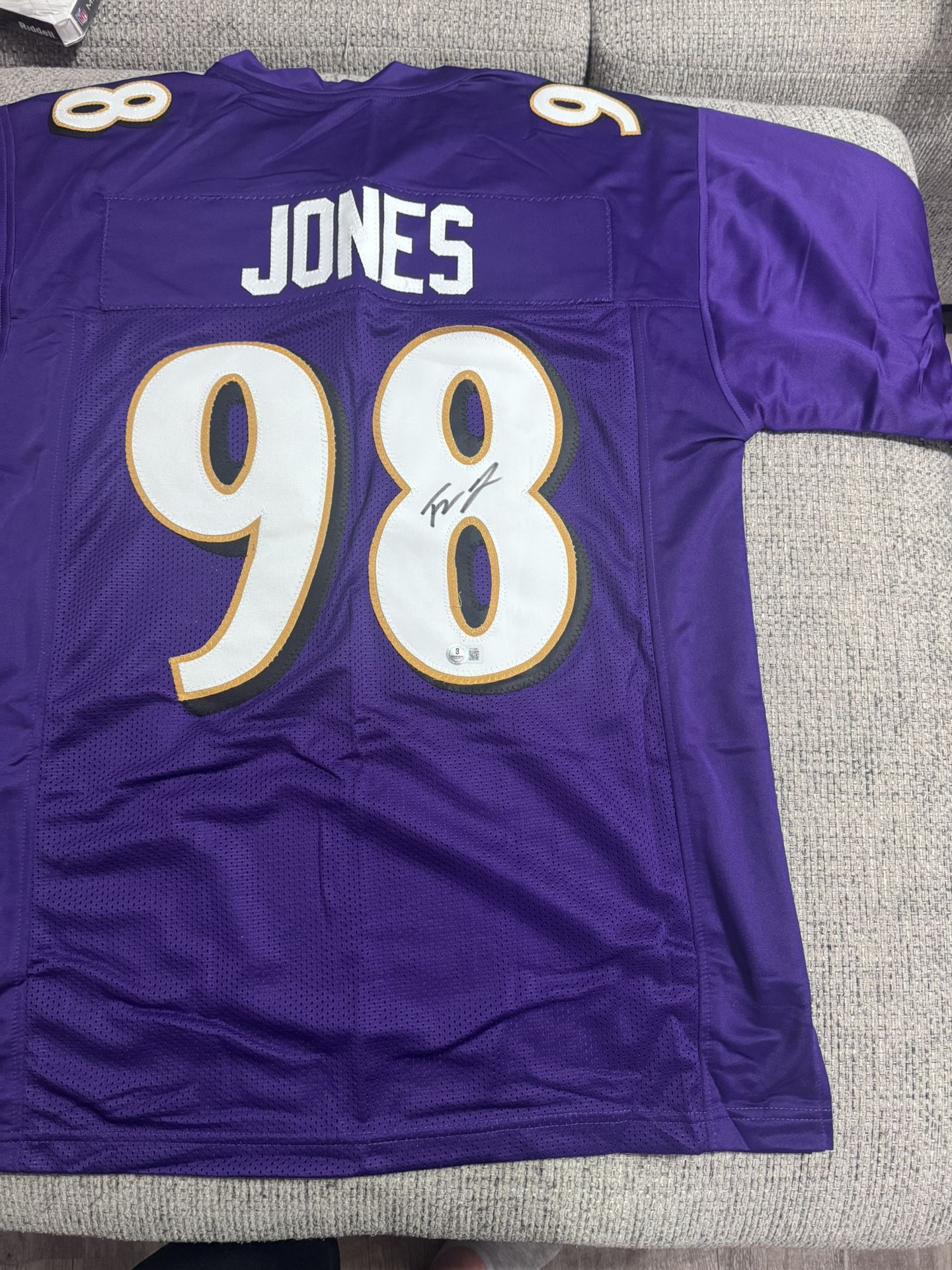 Travis Jones Signed Autograph Custom Jersey - Beckett Coa - Baltimore Ravens