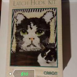 New in box Wonderart Caron Cat Chat Gato latch hook kit #4600 12" x 12" USA