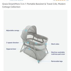Graco DreamMore 3-in-1 Portable Bassinet & Travel Crib