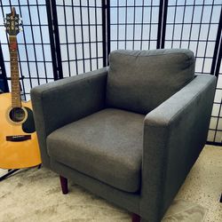 Modern Club Chair With Tapered Wood Legs 33” Storm Grey