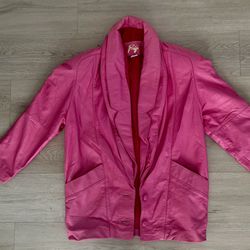 Vintage 1980s 100% Leather by Prego women’s Pink jacket shawl collar Good shape