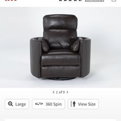 LIVING SPACES LEATHER CHAIR - tobacco brown