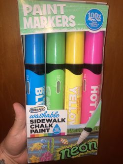 Rose Art Washable Neon Sidewalk Chalk Paint Markers 