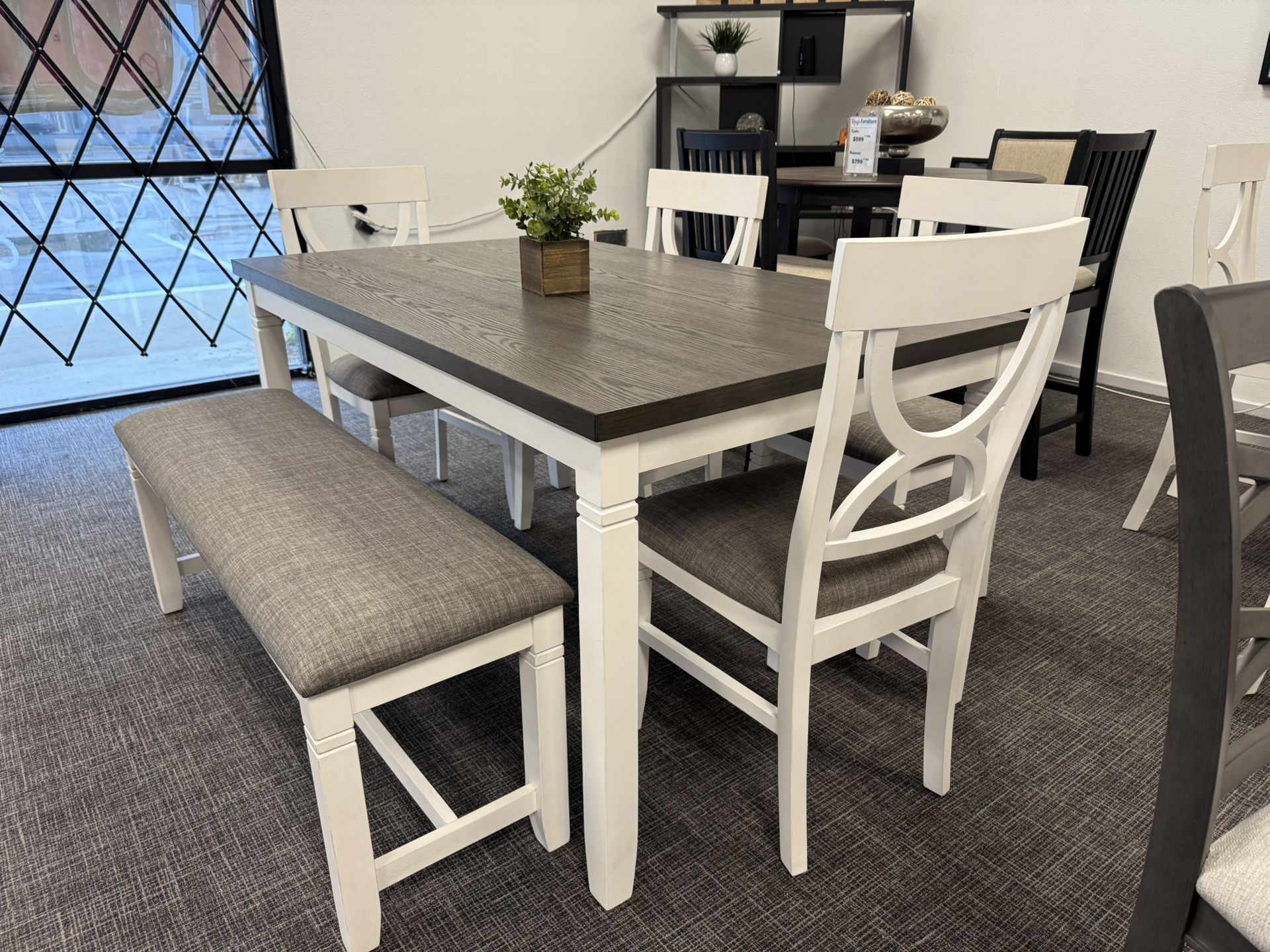 6pc Dining Table + Bench Set - Free Delivery 