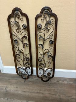 Pair of Metal Floral Wall Art Panels 30"8"