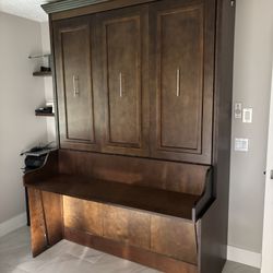 Templeton Walnut Murphy Storage Bed With  Bear Mattress