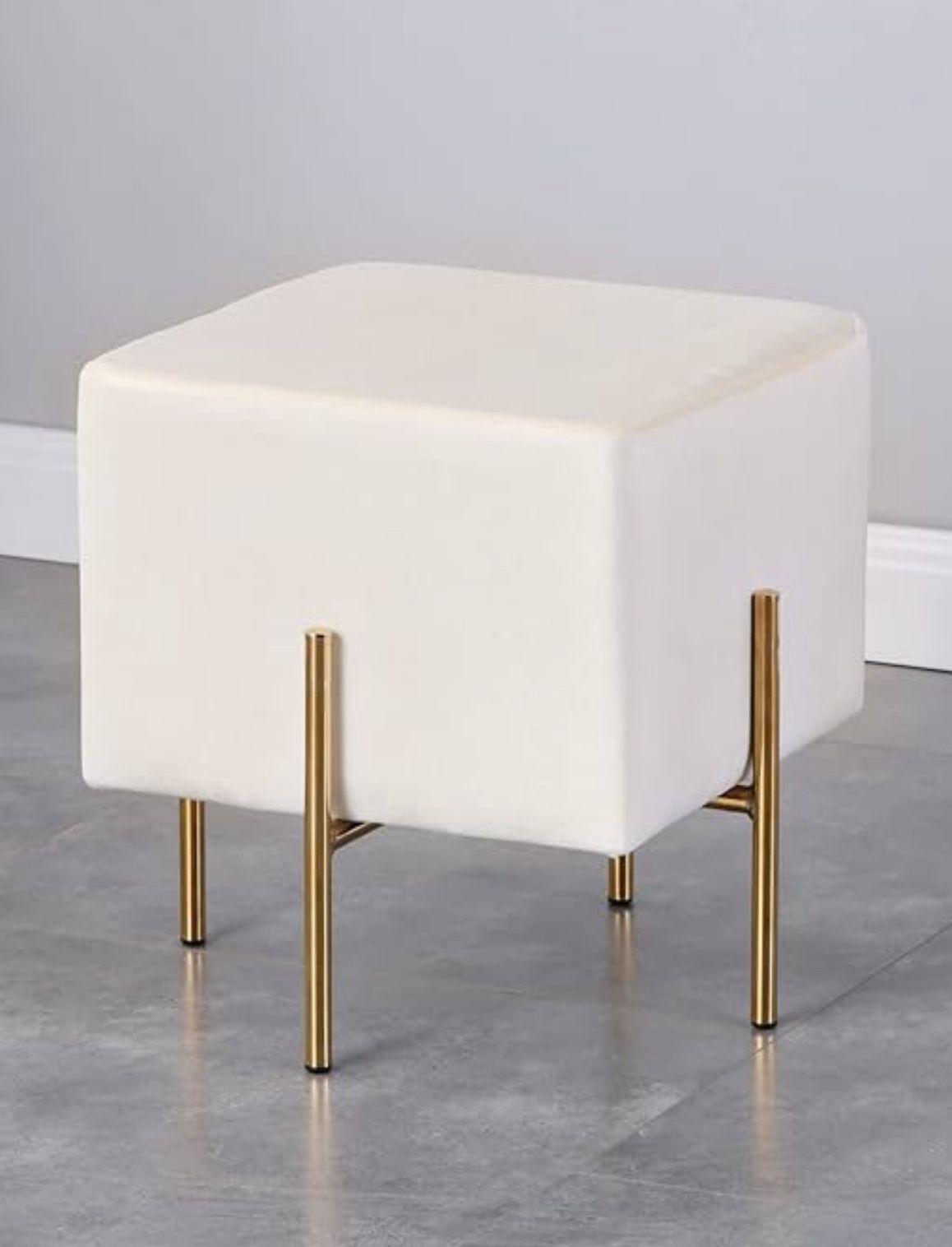 Vanity Ottoman Stool Cream Velvet