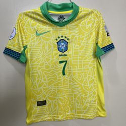 Youth Brazil Home kids soccer jersey Vini Jr 
