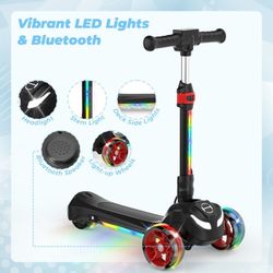 iScooter Electric Scooter for Kids 3+, 3-Wheels 100W Motor Escooter & Light-Up Wheels and Pedal, Foldable & Height Adjustable Toddler Motorized Scoote