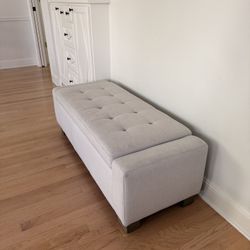 Light Grey Ottoman With Storage Space 