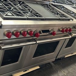 Wolf 48”Wide Dual Fuel Range Stove In Stainless Steel 