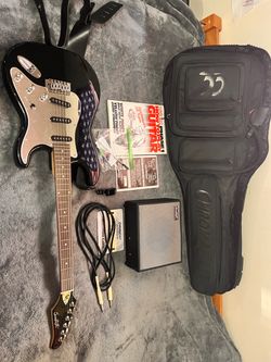 Black Solid Body Right-Handed 6-String Electric Guitar Pack w/ Amp