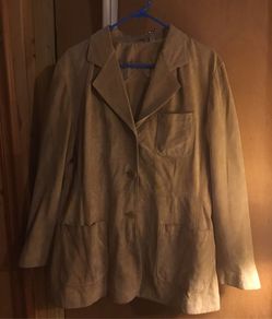 Preston & York genuine leather with polyester lining tan jacket sz 14