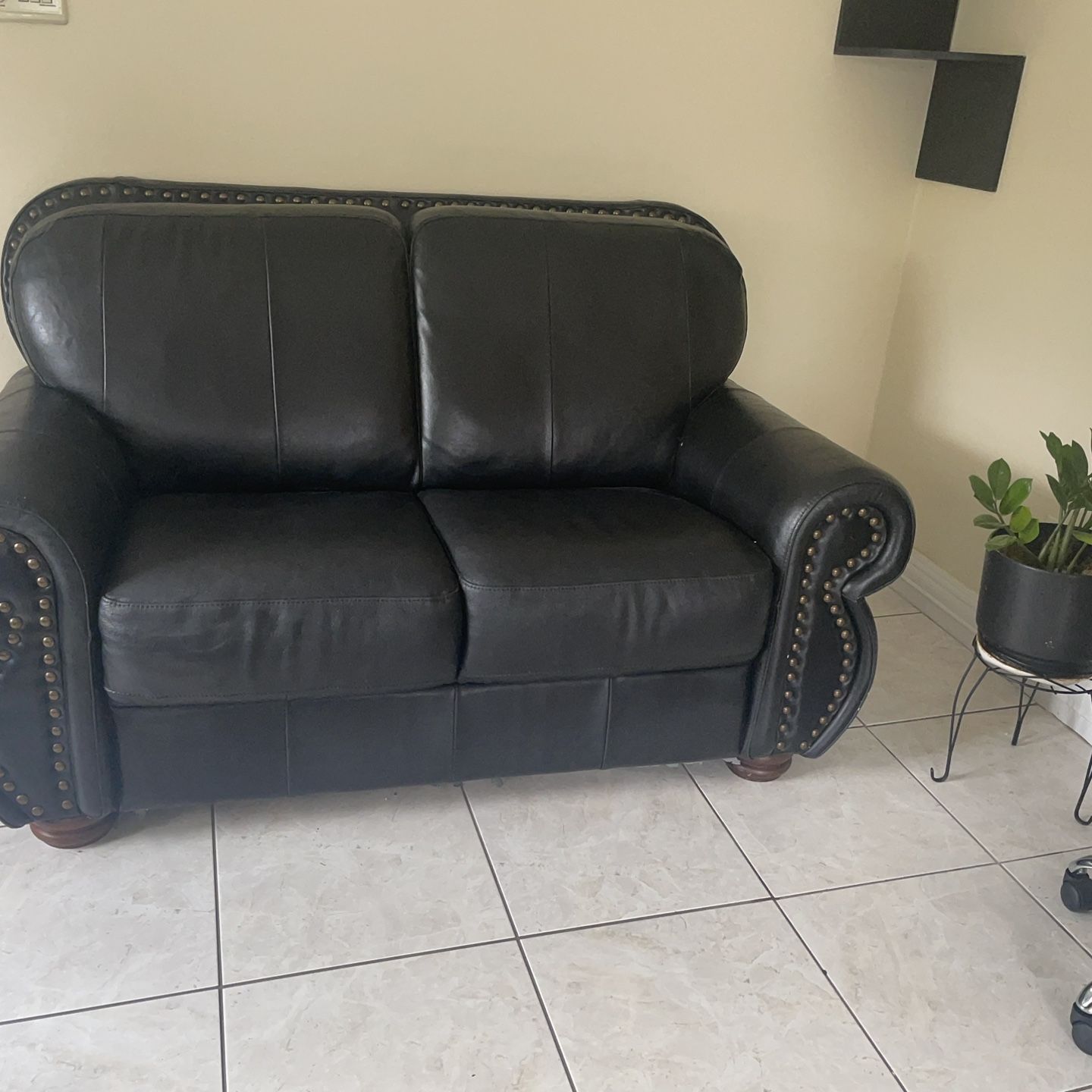 Leather 2 seater sofa and 1 seater chair