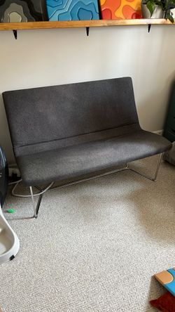 Gray Fabric Loveseat with Chrome Legs