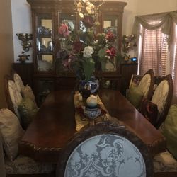 Formal Dining table And Chairs With  China Cabinet 