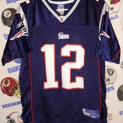 Vintage Vntg 2005 16T Youth XL Tom Brady Reebok New England Patriots NFL Football Jersey 