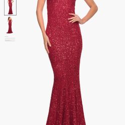 La Femme Strapless Sweetheart Luxe Sequin Gown