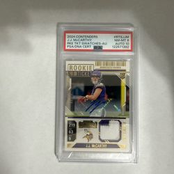 J.J McCarthy Contenders 2024 Rookie Ticket Swatches Auto /25