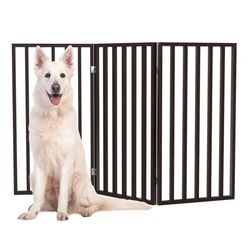 3-Panel Pet Gate / Dog Barrier – 32" Tall – Brown – New Open Box