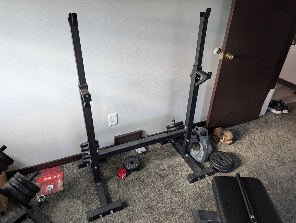 Adjustable Bench Press/Squat Rack + Instruction Manual
