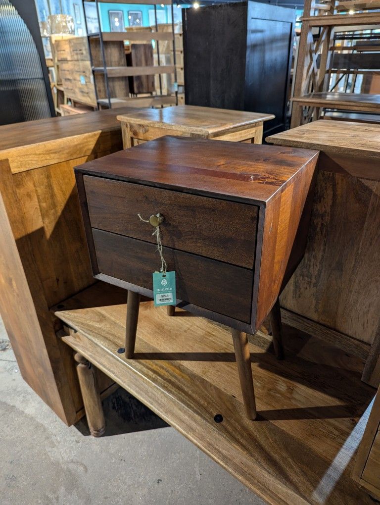 Two Drawer Mango Wood End Table