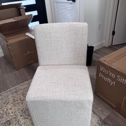 Rolling Upholstered Linen Dining Chairs