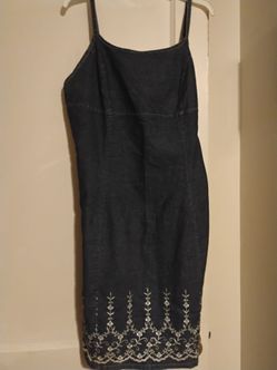 Forenza Denim Spaghetti Strap Dress w/Embroidery