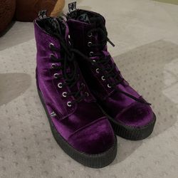 T.U.K Purple Velvet Size 7 Boots