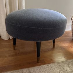 Vintage Mohair Round Ottoman