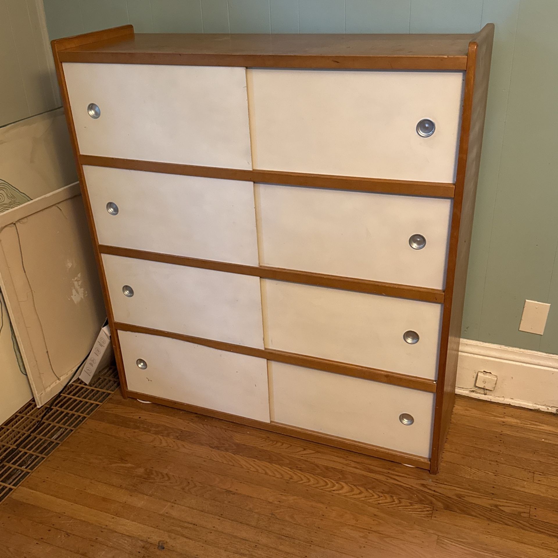 Midcentury Modern Shelving Storage With Sliding Doors