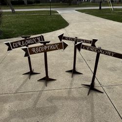Wood Wedding Direction Signs Handmade