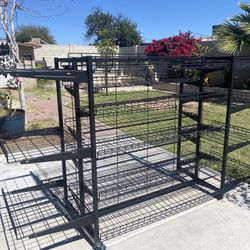 Large Black Metal Retail Display Rack with Baskets & Wheels