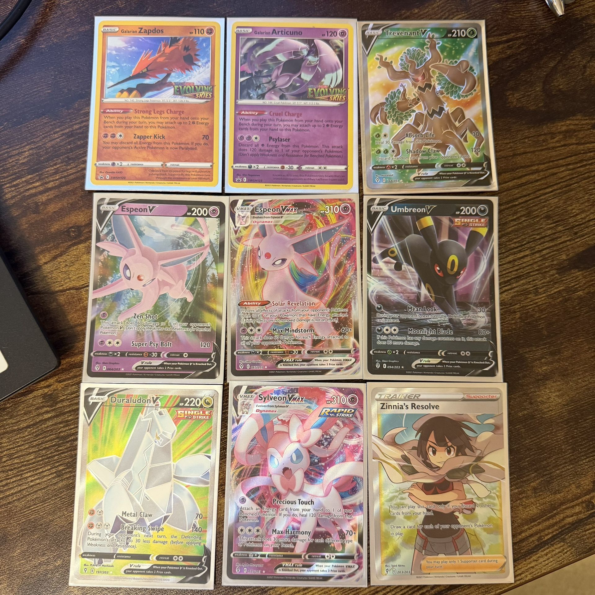 Pokemon Cards TCG Evolving Skies Lot Galarian Zapdos Articuno Prerelease  Promos Espeon Umbreon V Sylveon Vmax Zinnia's Resolve -  greenwatershopping.com