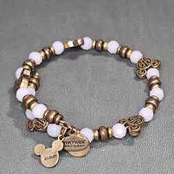 Alex & Ani Gold tone pink bead Disney VTG Bracelet 