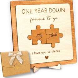 1 Year Anniversary Wood Gifts for Him Boyfriend - One Year Anniversary Wooden Gifts for Her, First Anniversary Wedding Gifts for Husband Wife, 1st Ann